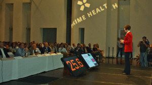 CEO of Radish Systems Dr. Theresa Szczurek answers questions from the panel of judges at the Digital Health Challenge.