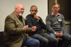 From left, Steve Adams, Nim Patel, and Dr. Kenneth Bellian.